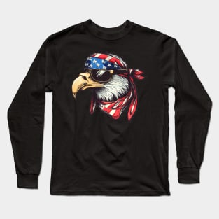 Patriotic Eagle: Majestic Bird of Freedom in American Pride Long Sleeve T-Shirt